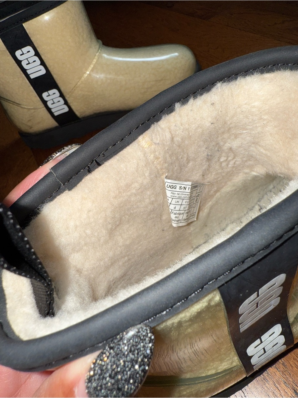 UGG Kids Pale Yellow Shearling Rain Boot - Picture 5 of 13